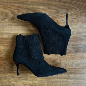 Manolo Blank Black Suede Ankle Boots stiletto heels, sz 38